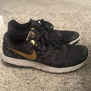 Black and Gold Nike Flex Experience RN 6 Sneakers
